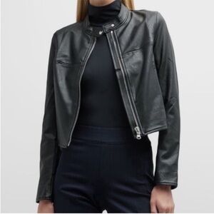 Spanx Large Regular Jacket II Moto Jacket Faux Leather Luxe Black pockets NWT